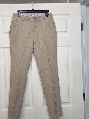 Orvis 100% Linen Pants Womens Size 8 Beige Tan Straight Leg Casual